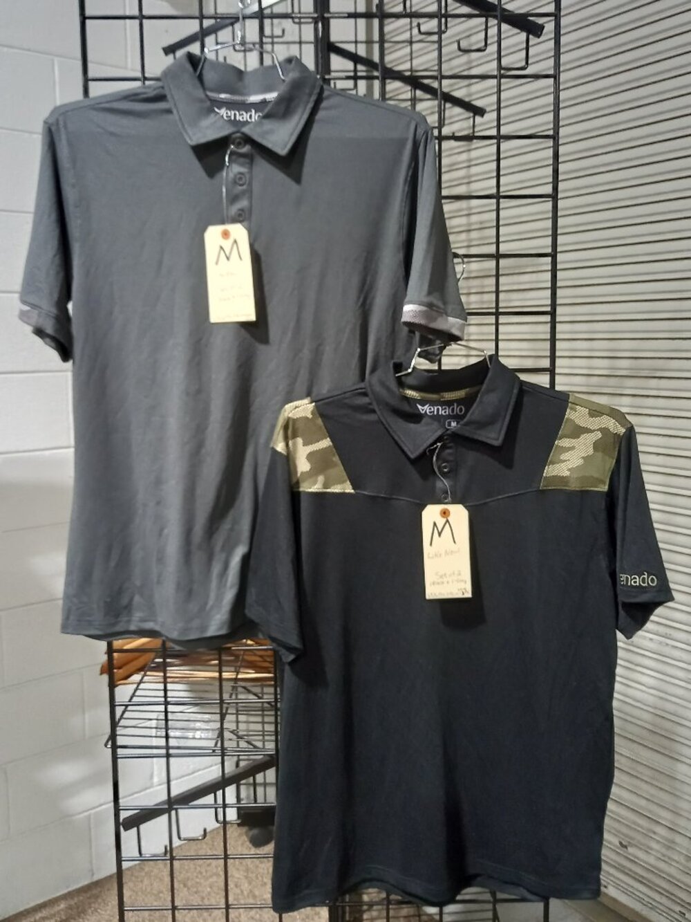 Mens Premium Performance Polo 2-Pack Gray & Black | Medium